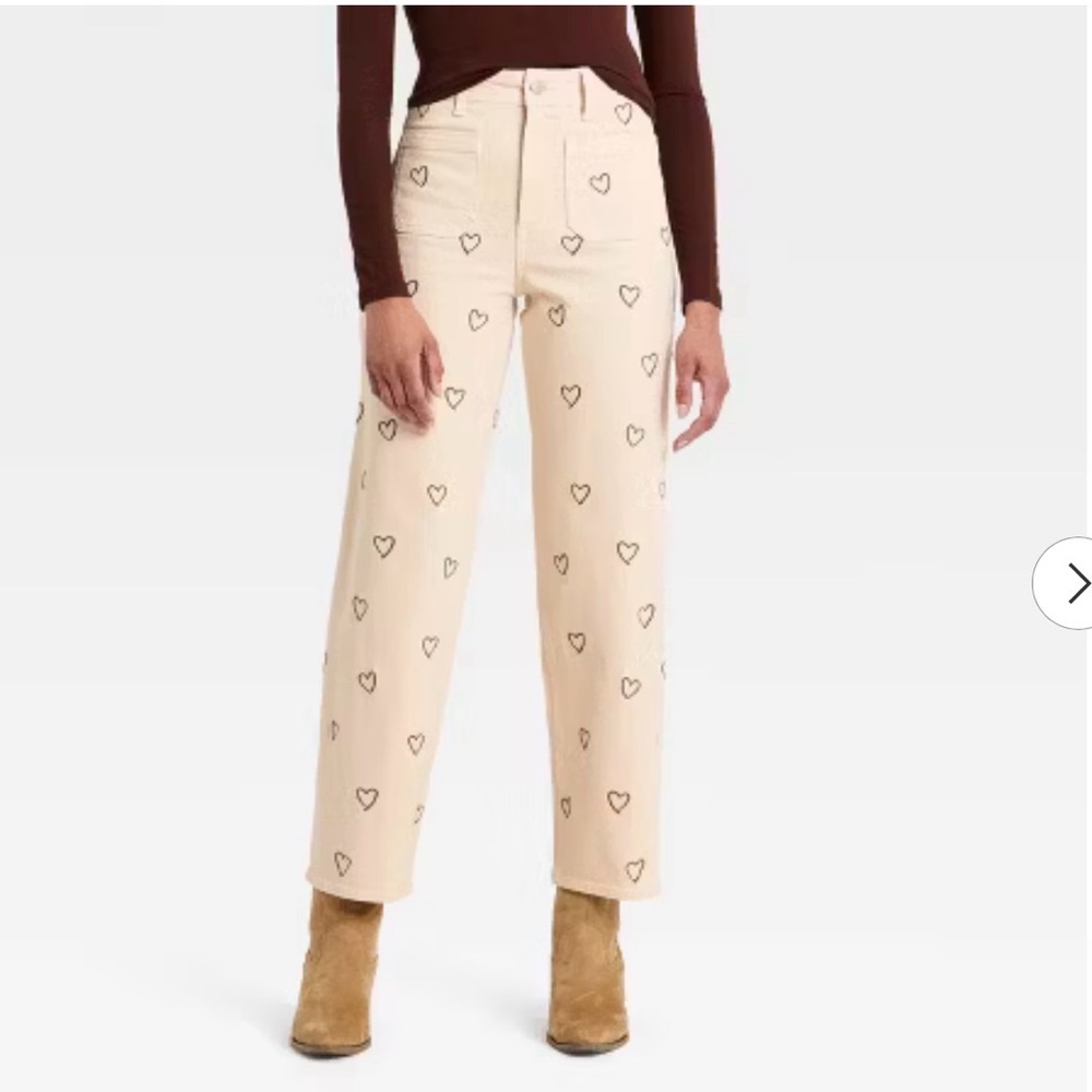 Women’s Sailor Straight Heart Embroidered High Rise Ankle Jeans